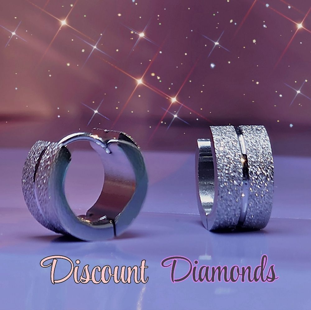 Silver Stainless Steel Frosted Hoop/Huggie …
